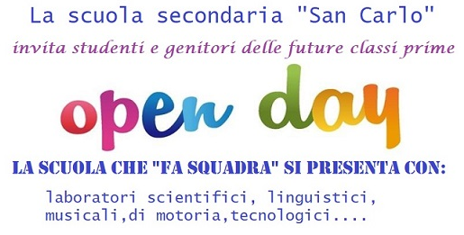 SAN CARLO: OPEN DAY - SABATO 20 GENNAIO -